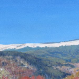 Oil landscape painting of the ridge extending from Tarren y Gesail, Snowdonia