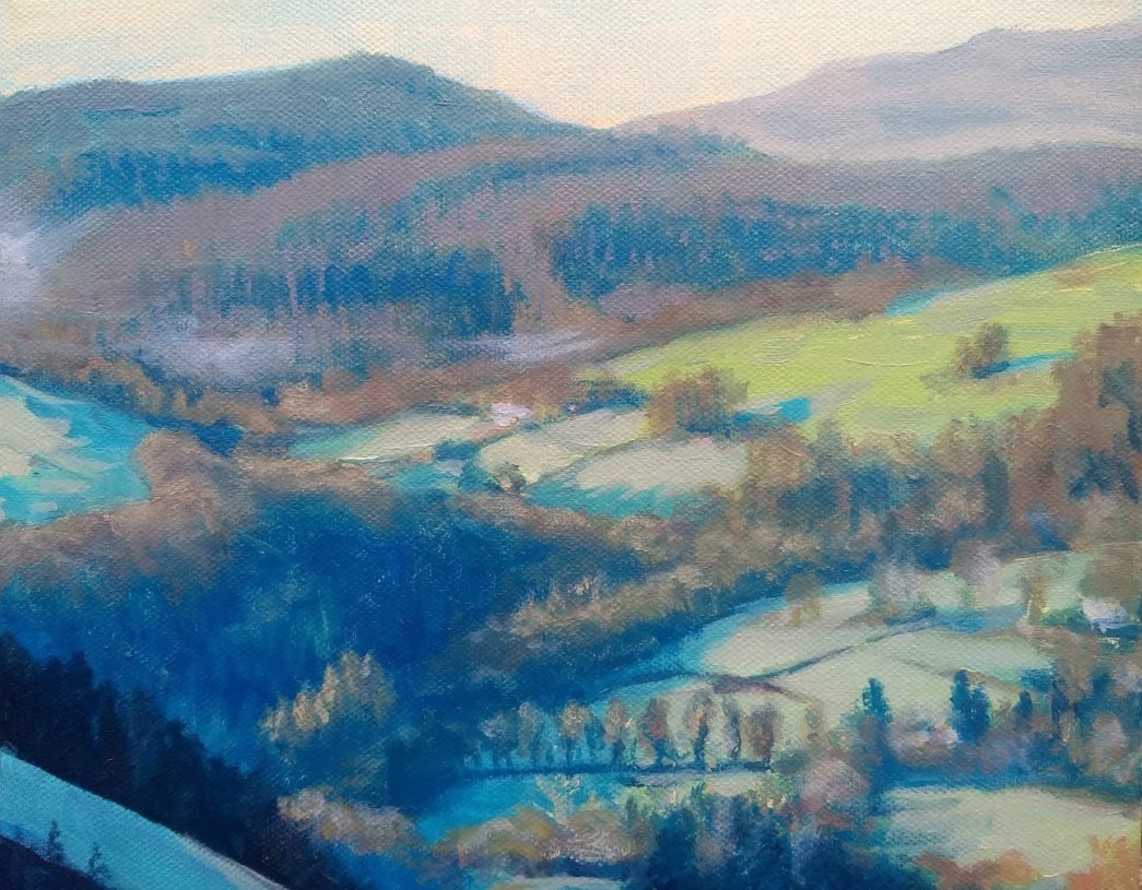 oil painting of Cwm Ysgolion & Bron y Aur