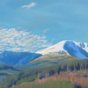 Landscape oil painting of the Snowdonia mountain of Tarren y Gesail