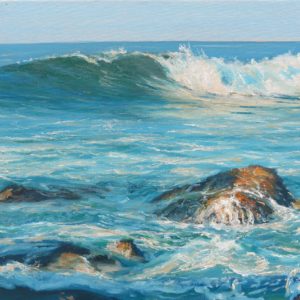 Seascape oil painting breaking wave