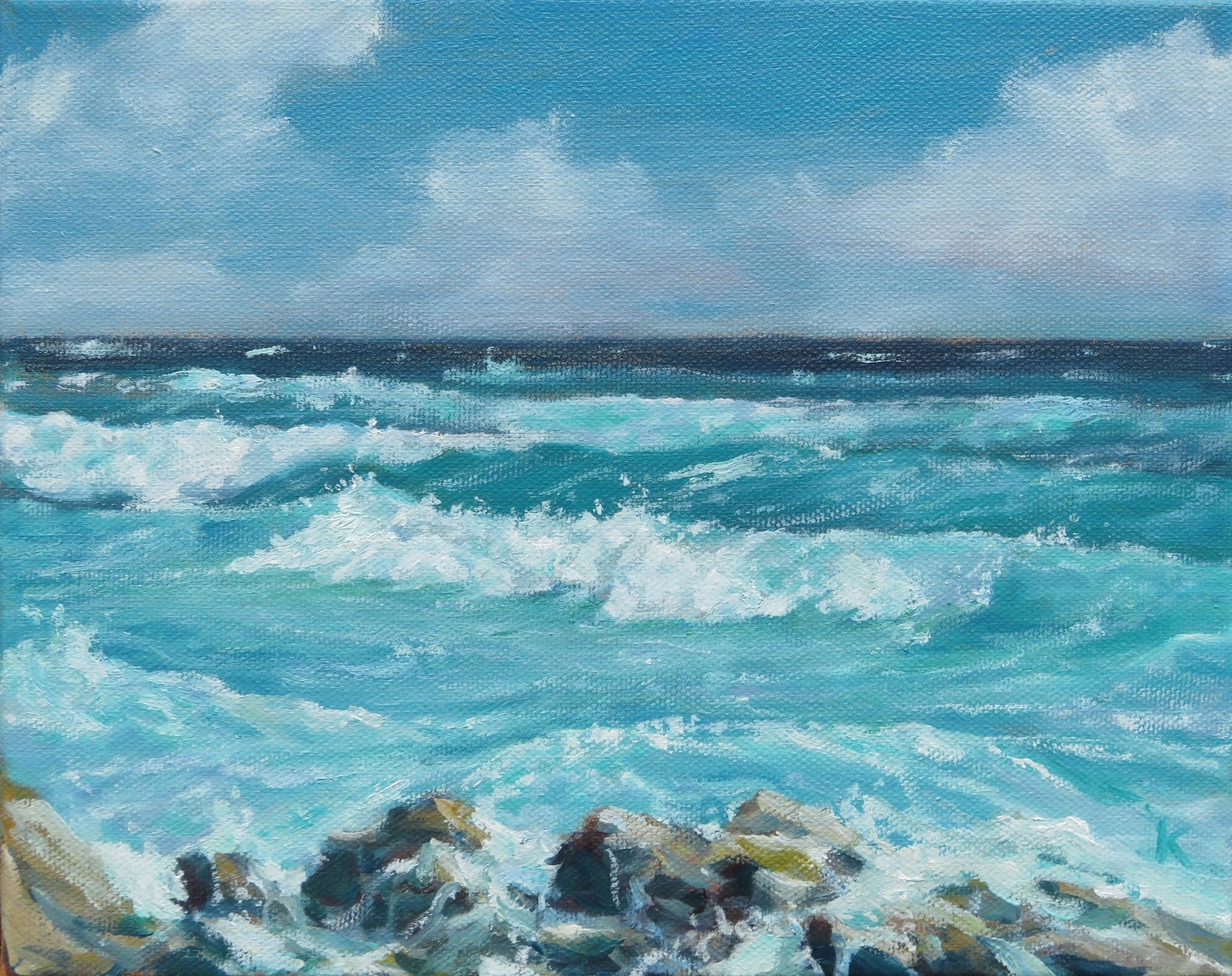 Seascape oil painting wave