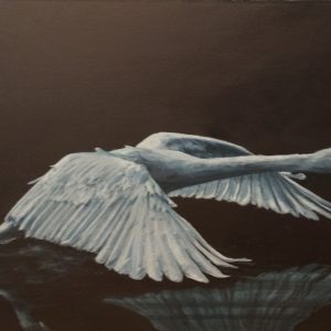 Oil painting of a swan